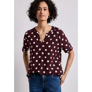 STREET ONE Kurzarmbluse mit Allover Punkteprint Rot 36