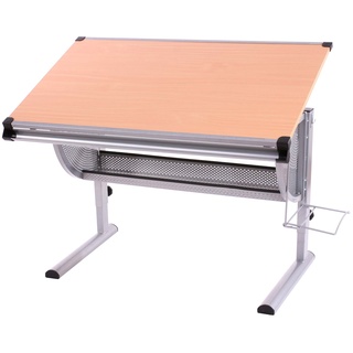 Kinder-/Jugend-Schreibtisch Schülerschreibtisch Bürotisch Preston, höhenverstellbar, neigbar ~ natur, Buche
