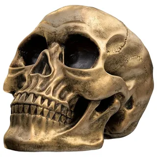 Menschlicher Totenkopf, Vintage-Stil, goldfarben, lebensgroß, Kunstharz, Halloween-Skelettkopf für Zuhause, Büro, Dekoration, lebensgroße Halloween-Dekoration