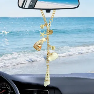 Ozean Auto Anhänger Auto Deko Anhänger für Rückspiegel,Boho Strand Deko mit Muscheln & Seestern Auto Zubehör Innenraum Deko Hänger
