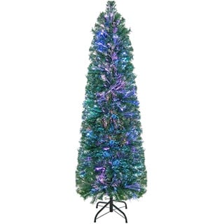 COSTWAY 150 cm Künstlicher Weihnachtsbaum mit Beleuchtung, Tannenbaum in Glasfaseroptik, Christbaum mit 361 Zweigspitzen & klappbarem Metallständer, Kunstbaum Weihnachten für Zuhause, Büro