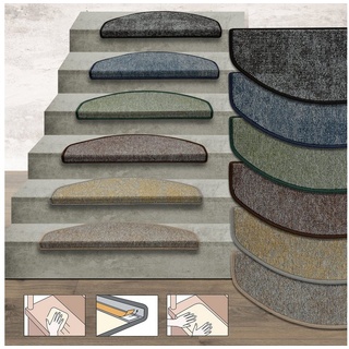Stufenmatte »Bel Air, Treppenmatte, viele Farben & 2 Größen«, Karat, Halbrund, Höhe: 5.5 mm, Strapazierfähiger Flor grün Halbrund - 19 cm x 56 cm x 5.5 mm