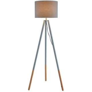 Stehlampe SALESFEVER "Dace" Lampen Gr. Ø 42 cm Höhe: 154 cm, grau (grau, natur) Standleuchten Dreibeiniges Stativ, skandinavisches Design