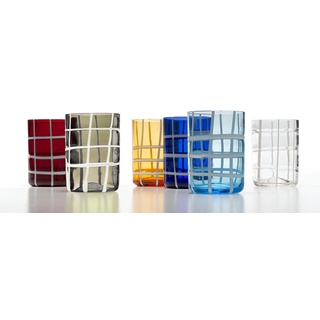 Zafferano Gläser-Set Twiddle, buntes, mundgeblasenes, handgemachtes 6-teiliges Gläser Set, 6-teiliges Set bunt