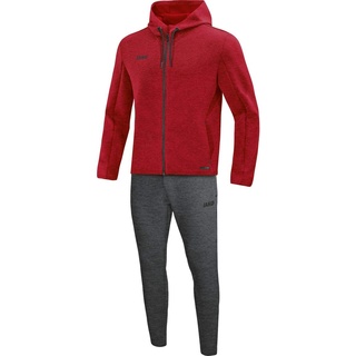 JAKO Damen Jogginganzug Premium Basics mit Kapuze, rot meliert, 42, M9729