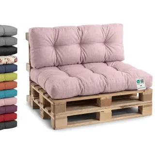 Gutekissen® Palettenkissen, Gartensofakissen, Gesteppte Kissen gefüllt mit granuliertem Poulirette-Schaum, viele Farben und Größen PPI (Sitzkissen 120x60, gesteppt Hellrosa)