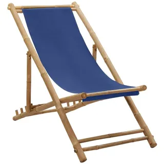 furnicato Klappstuhl Bambus Liegestuhl Marineblau 60 x (108-123) x (62-93) cm (1 St) blau