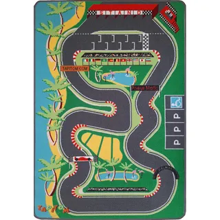 TAPITOM | F1-Rennstrecke Kinderteppich - 95 x 133 cm | Car Circuit Spielmatte | Formula 1 Road Universe Kinderzimmermatte | rutschfest, Saum | CE-Normen