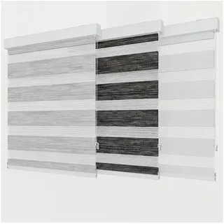 Doppelrollo Doppelrollo Alu-Kassette weiß Höhe 250 cm Sichtschutz Seitenzugrollo, Plisseeonline, Lichtschutz, Deckenmontage, Freihängend, Deckenmontage mit Clips, Robuste Alukassette und hochwertiger Polyesterstoff in weiß weiß 130 cm
