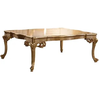 Xlmoebel Couchtisch Goldener Holztisch im Barock-Rokoko-Stil mit Verzierung (Couchtisch), Hergestellt in Europa goldfarben