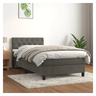 vidaXL Boxspringbett 80 x 200 cm Dunkelgrau