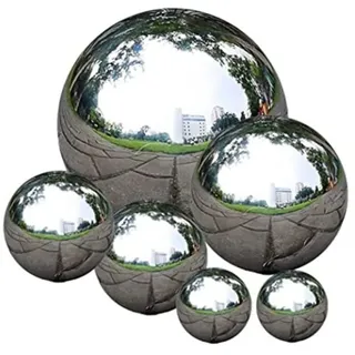 6-teiliges Set Polierter, Reflektierender Dekokugeln Aus Edelstahl, Glatte Hohlkugeln Für Garten Und Außenbereich