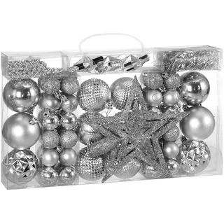 DEUBA Casaria Weihnachtskugeln Christbaumschmuck Silber