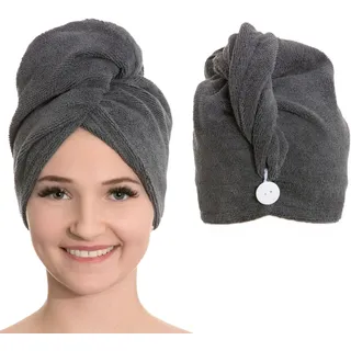 Zollner Haarturban,, Anthrazit, Textil, 25x65 cm, Badtextilien, Handtücher