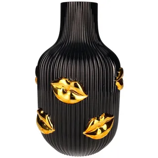 Giftcompany Dekovase L'amour Vase Lippen Gold schwarz 30cm (Vasen) bunt|schwarz