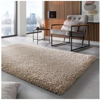 TaraCarpet Langflor-Teppich Ragolle Twilight, quadratisch, Höhe: 60 mm, Shaggy Hochflorteppich beige Wohnzimmer Schlafzimmer 160x160 quad. beige|braun quadratisch | 160 cm x 160 cm x 60 mm