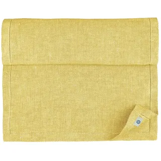 Linen & Cotton Tischläufer Stoff Tischwäsche Modern Scandi mit Hohlsaum - 100% Leinen, Gelb (44 x 180 cm) Tischband Läufer Tisch Decken für Home Küche Wohnzimmer Büro Restaurant Hotel Buffet Dinner