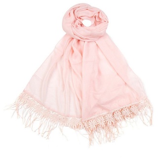 Modescout Stadler Modeschal Sommer Schal mit Fransen, Sehr hochwertiges Material rosa