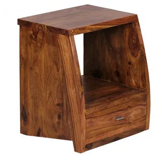 Lomadox Nachttisch, braun, Massivholz, Landhaus, Schublade, Ablage, 45/53/40 cm