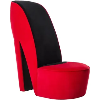 vidaXL Schuhsessel High Heel Design Sessel Stuhl Polstersessel Wohnzimmersessel Loungesessel Relaxsessel Hocker Sitzhocker Rot Samt