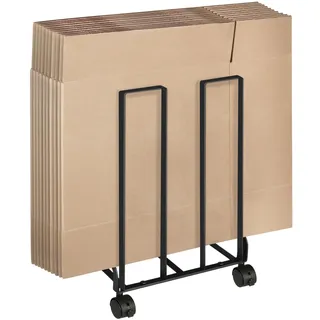 Karton-Aufbewahrungsregal mit Lenkrollen, tragbarer Kartonorganizer, Kartonständer für Kartonaufbewahrung, Kartonwagen für Zuhause, Lager, schwarzer Karton-Organizer