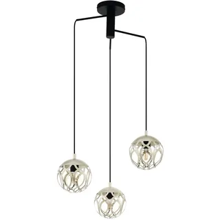 EGLO Pendelleuchte Mirtazza, 3 flammige Hängelampe Vintage, Landhausstil, Hängeleuchte aus Stahl in Champagner, Schwarz, Esstischlampe, Wohnzimmerlampe hängend mit E27 Fassung, Ø 59 cm