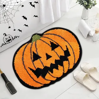 ACAREY Halloween Deko Fußmatte, Halloween Kürbis Fußmatte, Willkommensmatte für Innen Außen Deko, Bunt Küche Teppich, Rutschfeste für Schlafzimmer, Wohnzimmer, Küche (Kürbis, 40 x 60 cm)