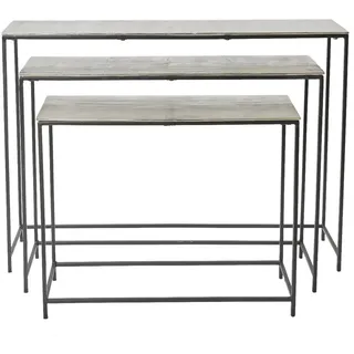 LC Home Sideboard LC Home Konsolentisch 3er Set Sideboard silber 25x118x85cm
