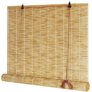 Bambus Rollo Jalousine Retro Bambusrollo 80 90 100 120 130 cm Breit Sonnenschutz Sichtschutz Schilf Vorhang Wetterfest Bambus Raffrollo Mit Hakenaufhängung Bambu Rollos Für Fenster/Balkon