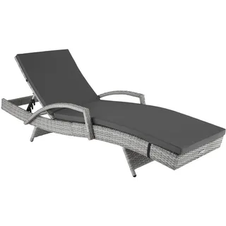 Tectake Rattan Sonnenliege 190 x 71 x 75 cm Hellgrau