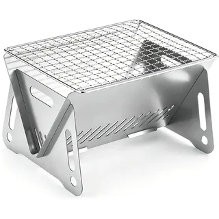 Mini Grill, Klappgrill für Camping Grill, Portable Edelstahl Campinggrill, Picknickgrill Holzkohlegrill, für Kochen, Campen, Wandern und Picknicken