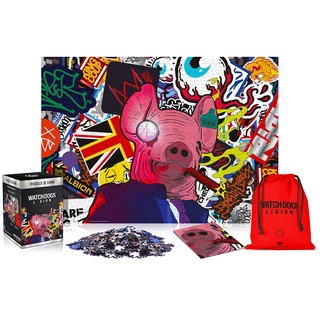 Watch Dogs Legion: Pig Mask | 1000 Teile Puzzle | inklusive Poster und Tasche | 68 x 48 | für Erwachsene und Kinder ab 14 Jahren | ideal für Weihnachten und Geschenk | Spiel-Artwork Motiv