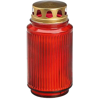 bolsius Grablicht mit Deckel, rot, Brenndauer ca. 100 Stunden, 143x19 mm