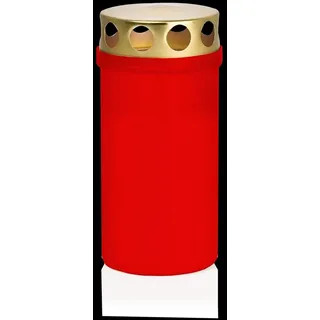 INNA-Glas Grabkerze Grablicht CARMELIA mit Deckel, rot-weiß, 12 cm, Ø6,1 cm, 50h rot