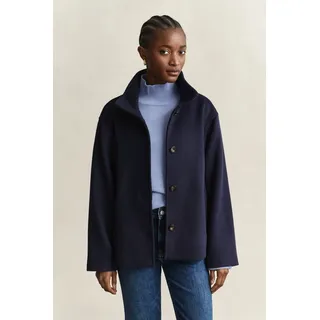 Wolljacke GANT "WOOL BLEND", Damen, Gr. XL, blau (evening blau), Obermaterial: 80% Wolle, 12% Polyester, 5% Kaschmir, 1% Polyacryl, 1% Polyamid, 1% Viskose, relaxed fit Po-bedeckend, Jacken, mit Kaschmir-Anteil, relaxed fit