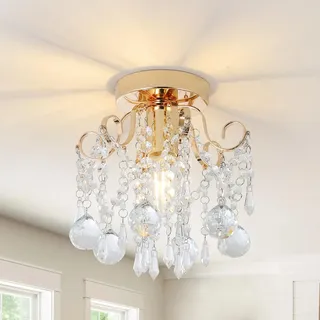 Rayofly Modern Kristall Kronleuchter, Kristall Deckenleuchte Wohnzimmer, Gold Deckenlampe Wohnzimmer, Glas Deckenlampe Modern Glas Deckenleuchte für Schlafzimmer, Küche, Flur, Chandelier Living Room