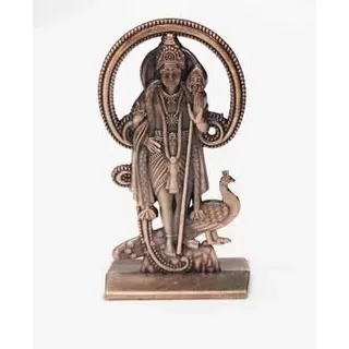 Om Murugan Statue mit Pfauenständer für Auto Armaturenbrett, Kupfer Deko Pooja