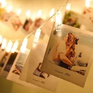 LED-Lichterketten mit Fotoklammern, 100 Lichterketten mit Fotoklammern, 10 m batteriebetriebene Weihnachtslichterketten, ideal zum Aufhängen von Fotos, Notizen, Malereikarten für den Innen