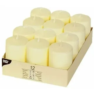 Papstar Stumpenkerzen 6 x 4 cm 12 St. elfenbein ivory