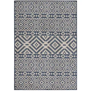 vidaXL Emir Outdoor-Teppich 160 x 230 cm Blau Gestreift