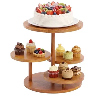 JOYOLEDER Etagere Tortenständer/Cupcake Ständer aus Holz 4 Etagen, Dessert-Halter-Turm, (mit mehreren Etagen, für Geburtstagsparty, Hochzeiten, Nachmittagstee & Heimpartys)