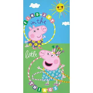 BERONAGE Peppa Pig Badetuch Little Things 70x140 cm 100% Baumwolle Kinder Strandtuch Handtuch weich saugfähig Peppa Wutz Fanartikel Geschenk Strand Pool Schwimmbad Mädchen Jungen