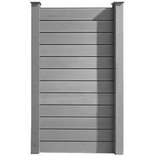 HORI Zaun HORI WPC Sichtschutzzaun Stecksystem, Gartenzaun witterungsbeständig, Robuster Gartenzaun, Modernes Lamellenzaun, Langlebiger Sichtschutz grau 1.80 cm