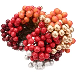 400 Stück Künstliche Holly Beeren Weihnachten, Gefälschte Frucht Beeren in 5 Farbe, Mini Gefälschte Beeren Weihnachten für Weihnachtsbaum deko, Kranz deko, DIY Handwerk