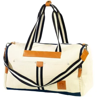 Carlo Milano Strand-Taschen: Canvas-Strandtasche/Freizeittasche, weiß (Strandtasche XXL, Strandtasche groß, Handy)