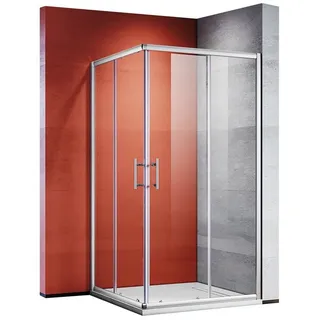 SONNI Eckdusche Duschkabinen Eckeinstieg Doppel Schiebetüren Dusche 70x70 - 120x120, BxT: 70x70 cm, ESG Glas Schnellfreigabefunktion Spritzwasserschutz, Höhe 185 / 195cm 70 cm x 185 cm x 70 cm