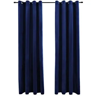 vidaXL Verdunkelungsvorhang Ösen 140 x 225 cm samt dunkelblau 2 St.