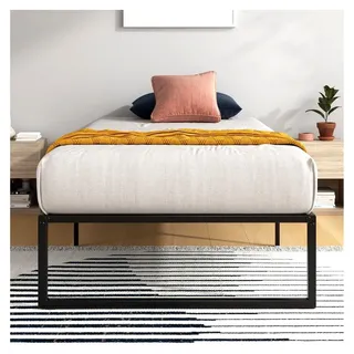 Bettgestell Lorelai 100x200 cm - Metallbett mit Lattenrost - 33,5 cm hohe Plattform mit Freiraum darunter - Keine Boxspringbett erforderlich - Einf... - Schwarz