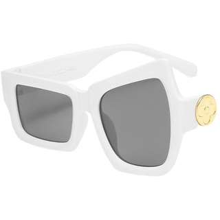 Damen trendige coole Sonnenbrille schrullig hochgezogene Augenbrauen Sonnenbrille Persönlichkeit lustig hochgezogene Augenbrauen Reisefahren Brille Mode Design Sonnenbrille (Eine Größe,Weiß) - Einheitsgröße