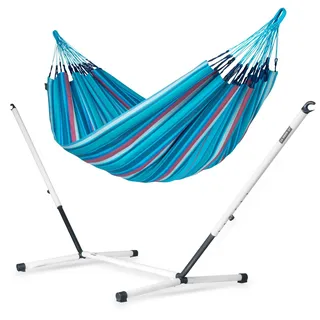 LA SIESTA® - Brisa - Kingsize + Stahl-Gestell Hängematte, handgefertigt in Kolumbien, mit 180 cm Breite für entspannte Momente drinnen und draußen. (Brisa Wave)